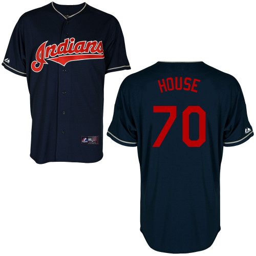 T-J House #70 Youth Baseball Jersey-Cleveland Indians Authentic Alternate Navy Cool Base MLB Jersey